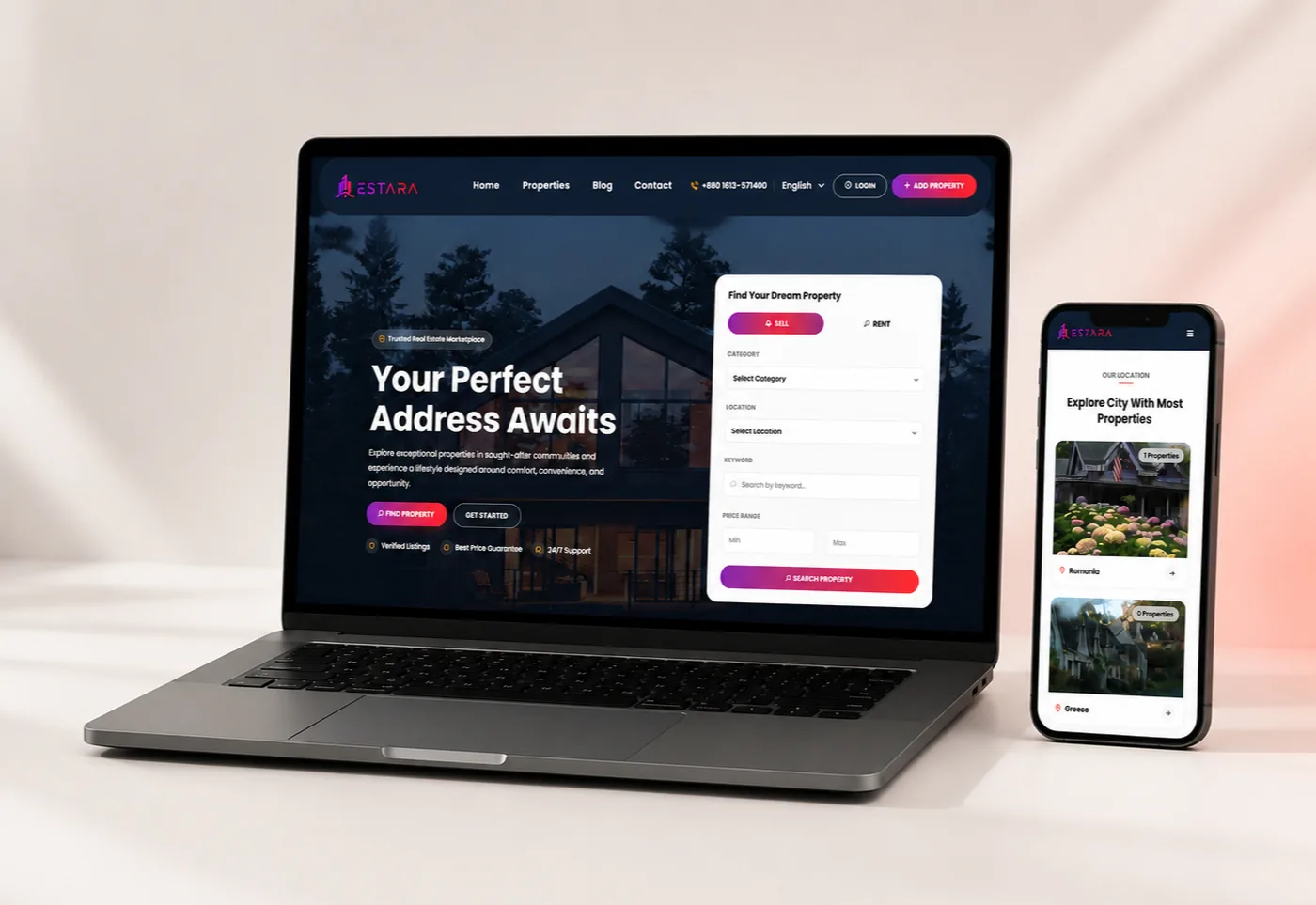 Estara — multi-vendor real estate marketplace built by Techven